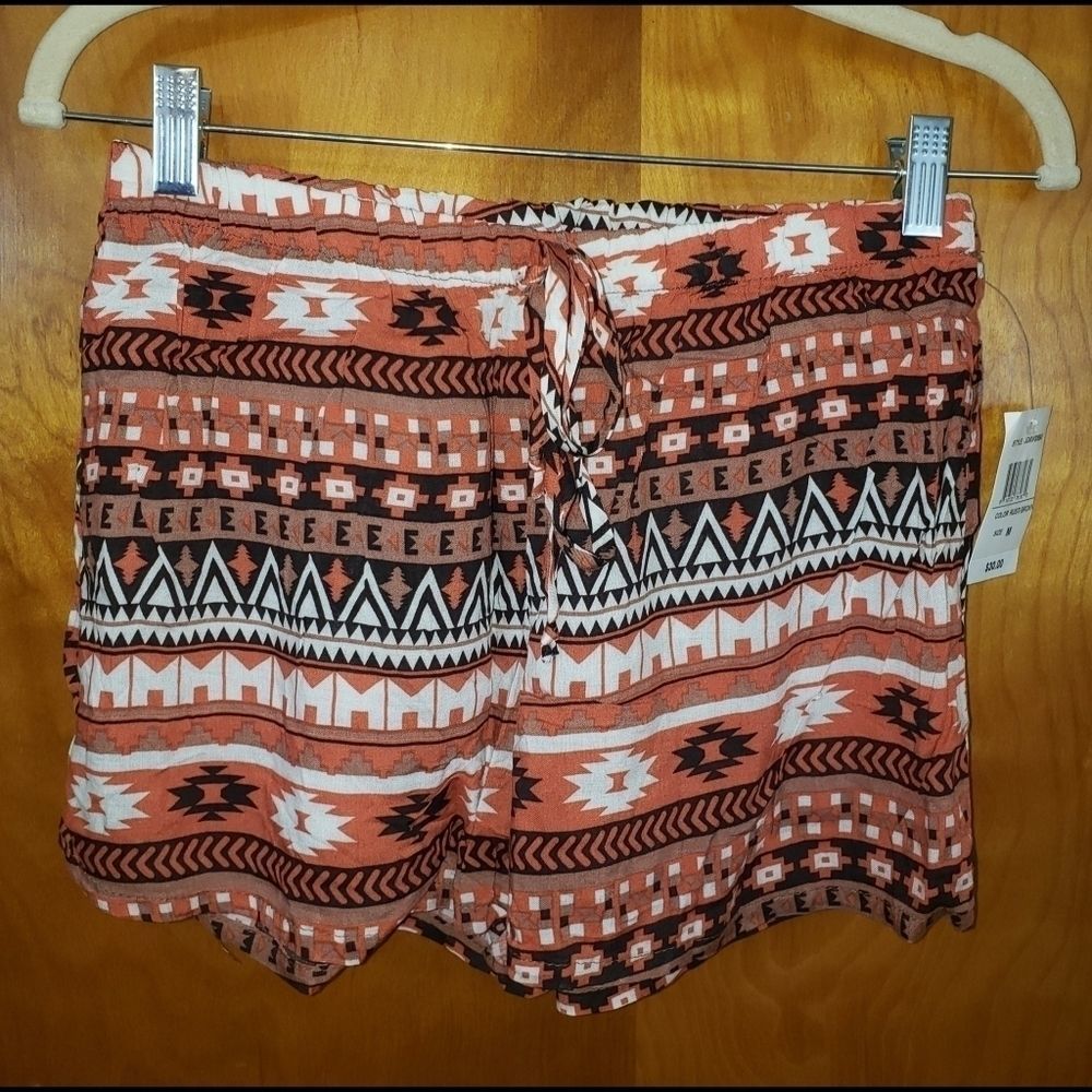 BeBop Rust/Brown Aztec Printed Shorts